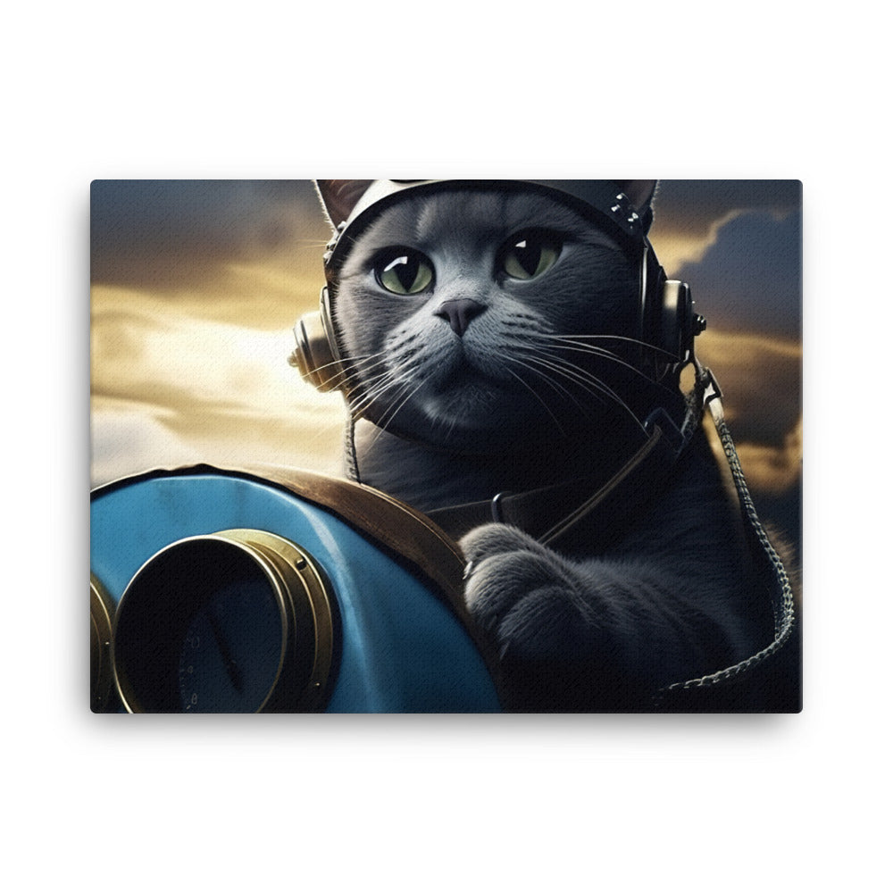 Russian Blue Pilot Canvas - PosterfyAI.com