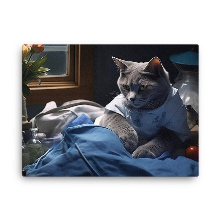 Russian Blue Nurse Canvas - PosterfyAI.com