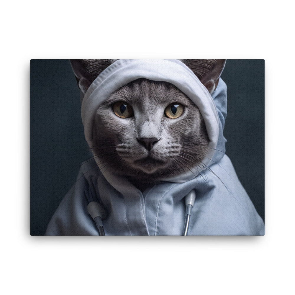 Russian Blue Nurse Canvas - PosterfyAI.com