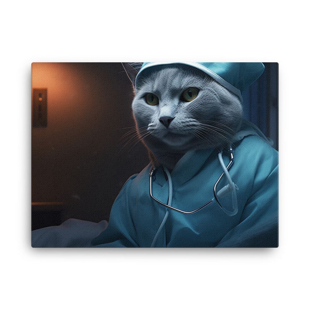 Russian Blue Nurse Canvas - PosterfyAI.com