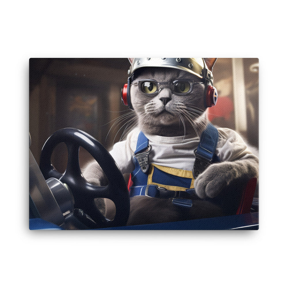 Russian Blue Motorsport Athlete Canvas - PosterfyAI.com