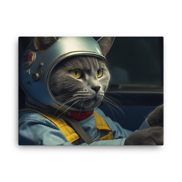 Russian Blue Motorsport Athlete Canvas - PosterfyAI.com