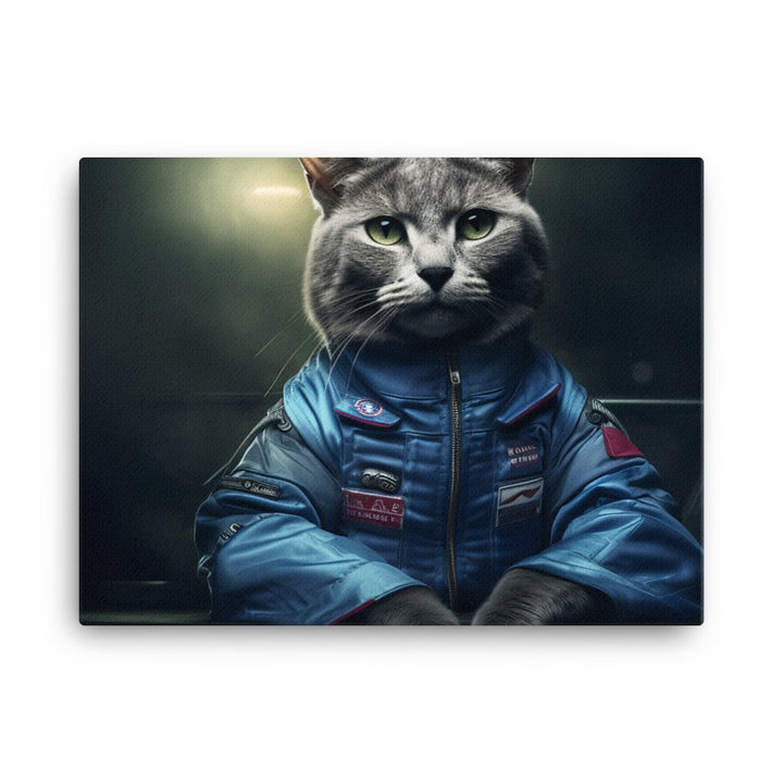 Russian Blue Motorsport Athlete Canvas - PosterfyAI.com