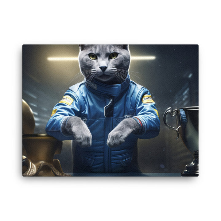 Russian Blue Motorsport Athlete Canvas - PosterfyAI.com