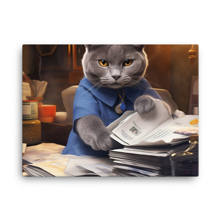 Russian Blue Mail Carrier Canvas - PosterfyAI.com