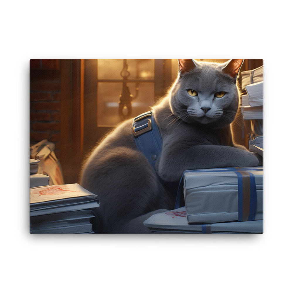 Russian Blue Mail Carrier Canvas - PosterfyAI.com