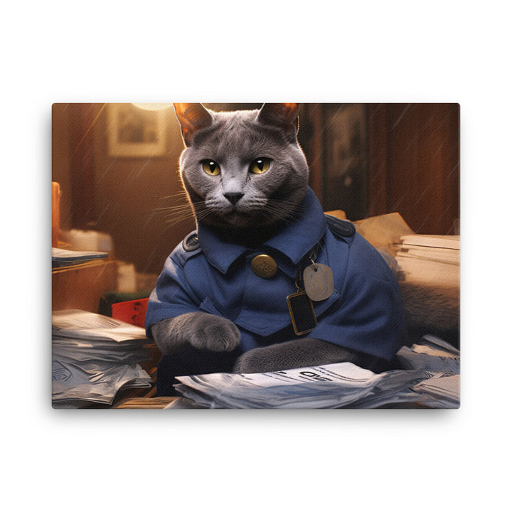 Russian Blue Mail Carrier Canvas - PosterfyAI.com