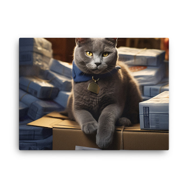 Russian Blue Mail Carrier Canvas - PosterfyAI.com