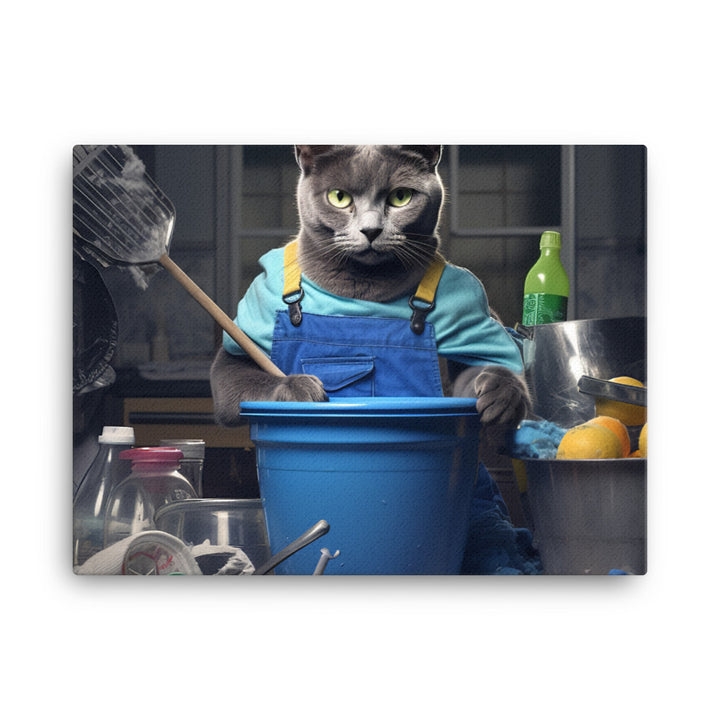 Russian Blue Janitor Canvas - PosterfyAI.com