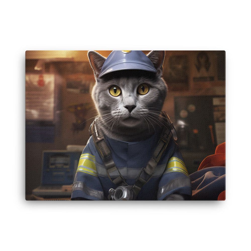 Russian Blue Firefighter Canvas - PosterfyAI.com