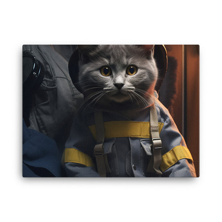 Russian Blue Firefighter Canvas - PosterfyAI.com