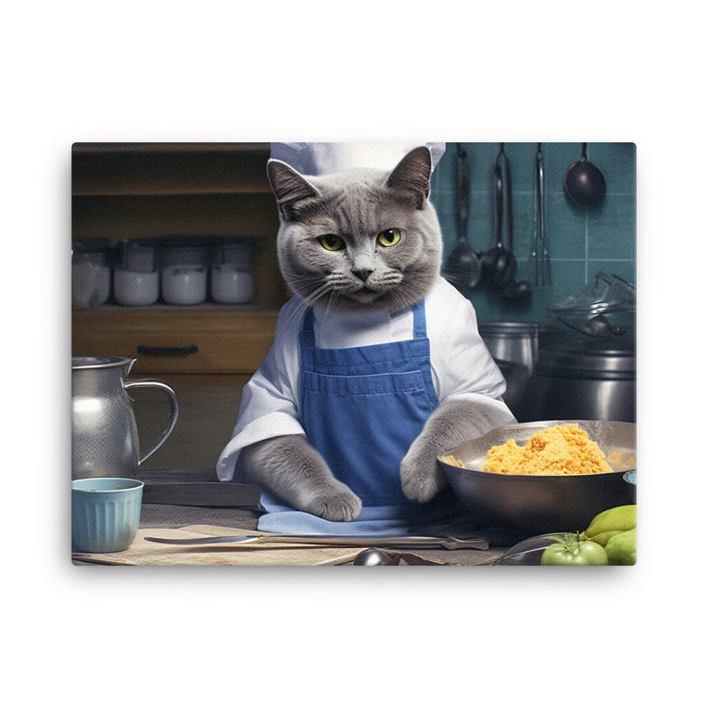 Russian Blue Chef Canvas - PosterfyAI.com