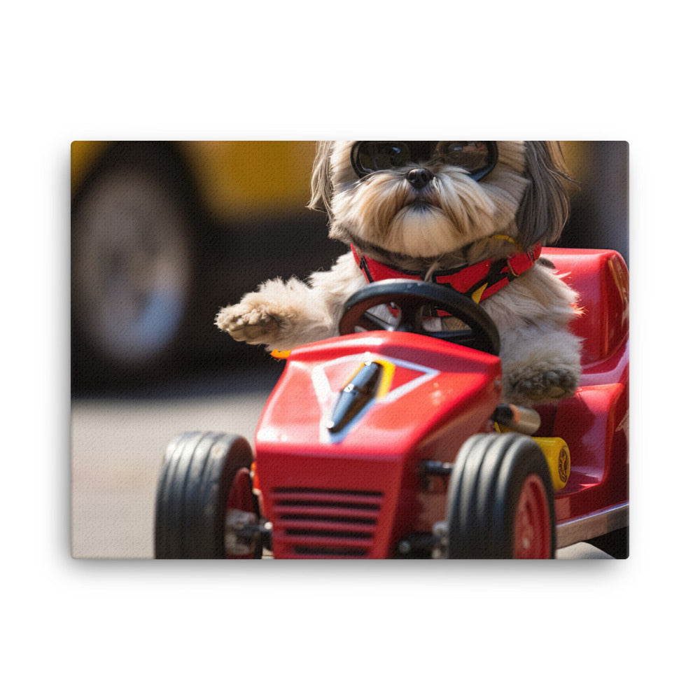 Lhasa Apso Motorsport Athlete Canvas - PosterfyAI.com