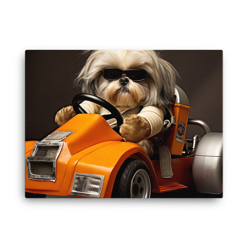 Lhasa Apso Motorsport Athlete Canvas - PosterfyAI.com