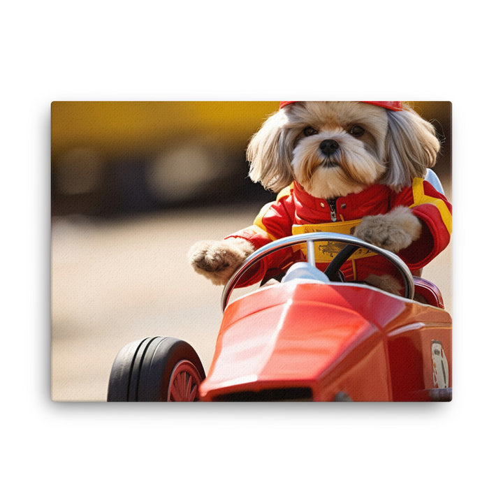 Lhasa Apso Motorsport Athlete Canvas - PosterfyAI.com