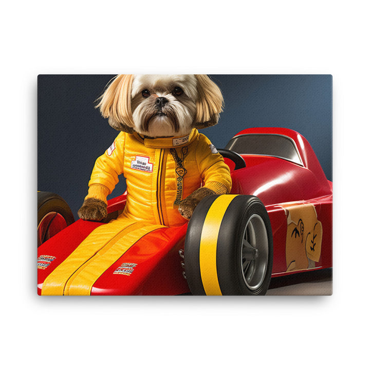 Lhasa Apso Motorsport Athlete Canvas - PosterfyAI.com