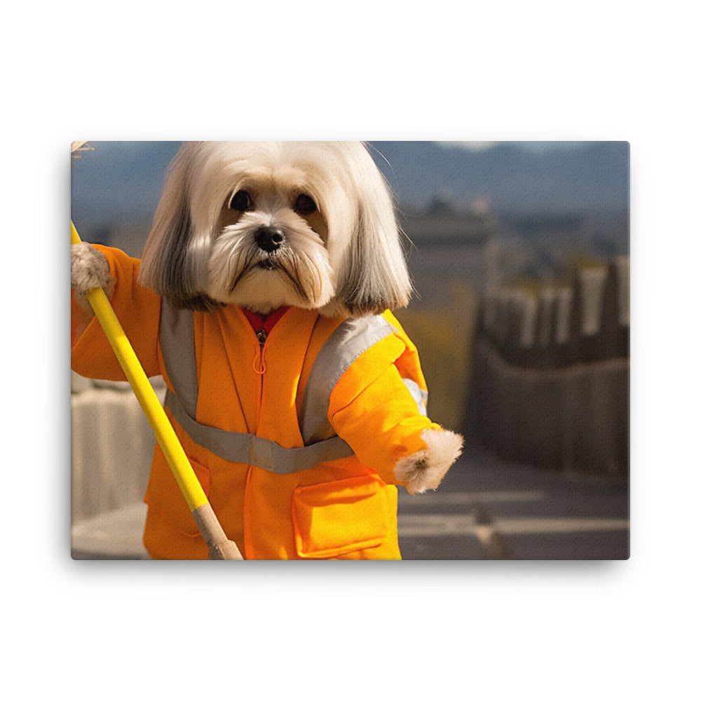 Lhasa Apso Janitor Canvas - PosterfyAI.com