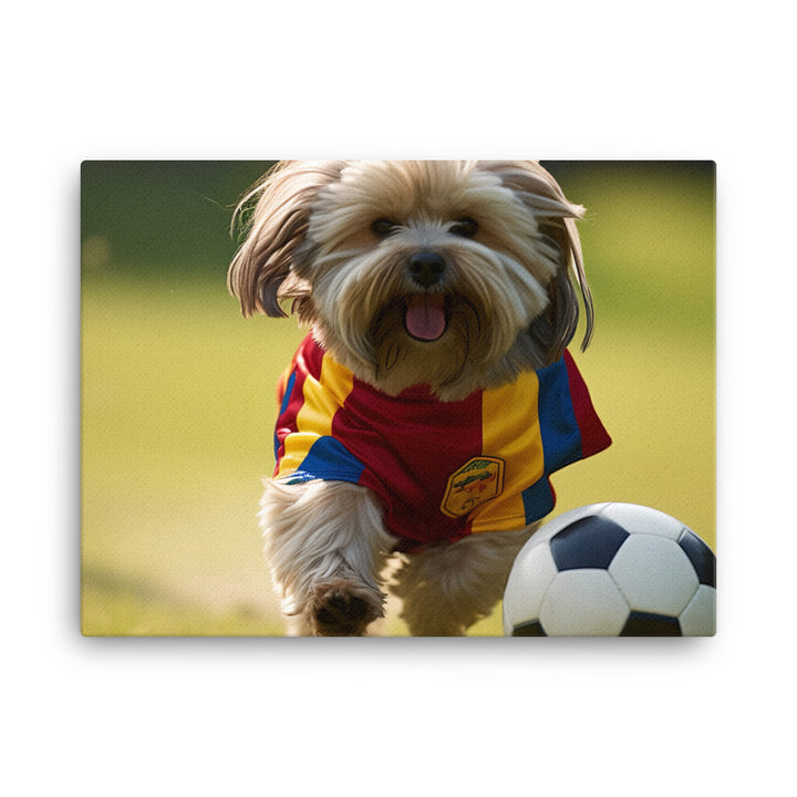 Lhasa Apso Football Player Canvas - PosterfyAI.com