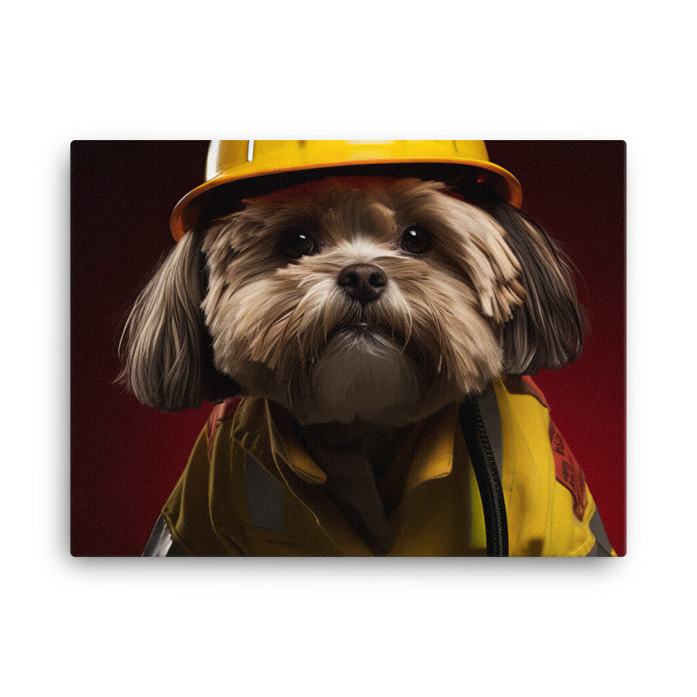 Lhasa Apso Firefighter Canvas - PosterfyAI.com