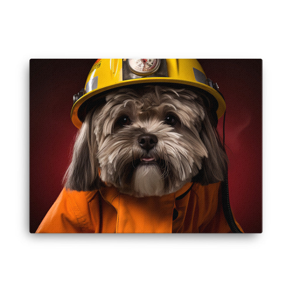 Lhasa Apso Firefighter Canvas - PosterfyAI.com