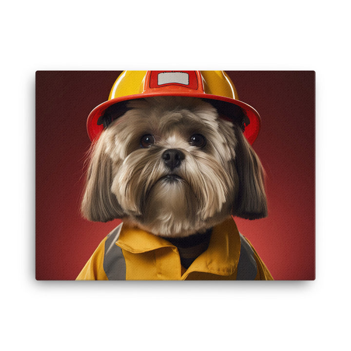 Lhasa Apso Firefighter Canvas - PosterfyAI.com