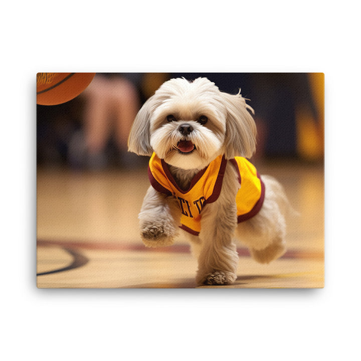 Lhasa Apso Basketball Player Canvas - PosterfyAI.com