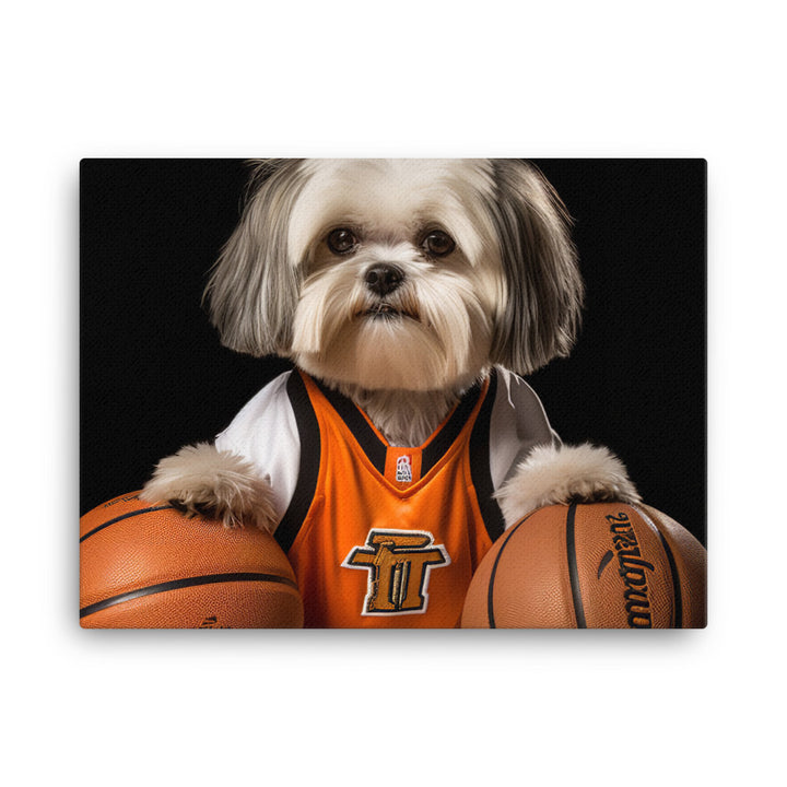 Lhasa Apso Basketball Player Canvas - PosterfyAI.com