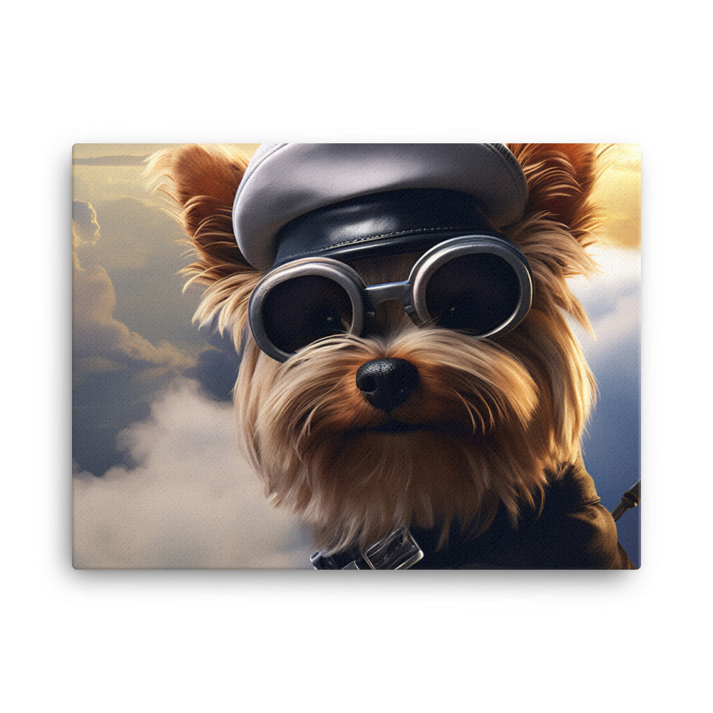 Yorkshire Terrier Pilot Canvas - PosterfyAI.com