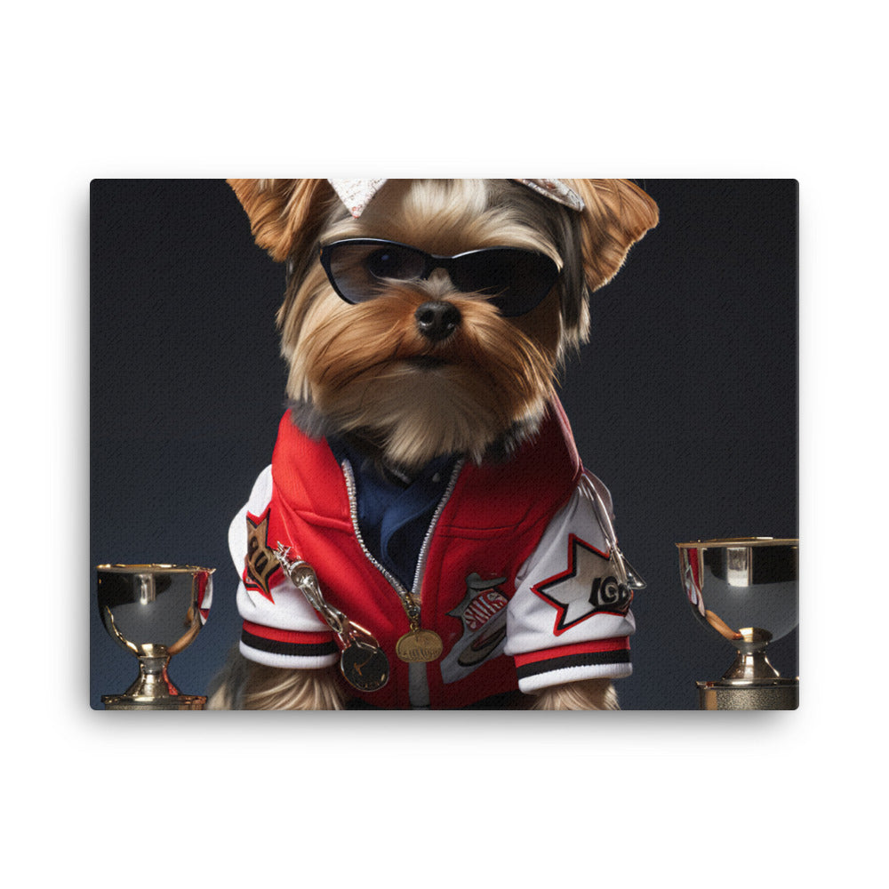 Yorkshire Terrier Motorsport Athlete Canvas - PosterfyAI.com