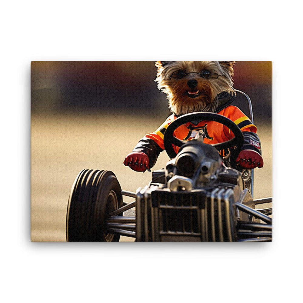 Yorkshire Terrier Motorsport Athlete Canvas - PosterfyAI.com