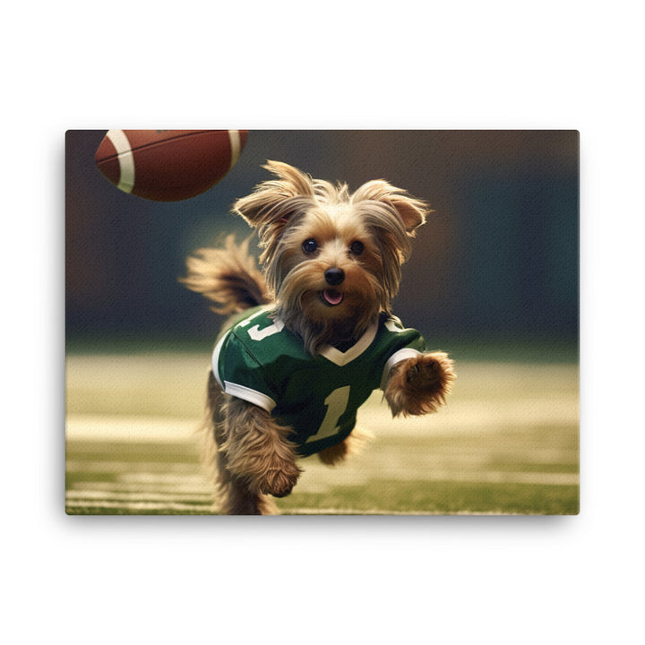 Yorkshire Terrier Football Player Canvas - PosterfyAI.com