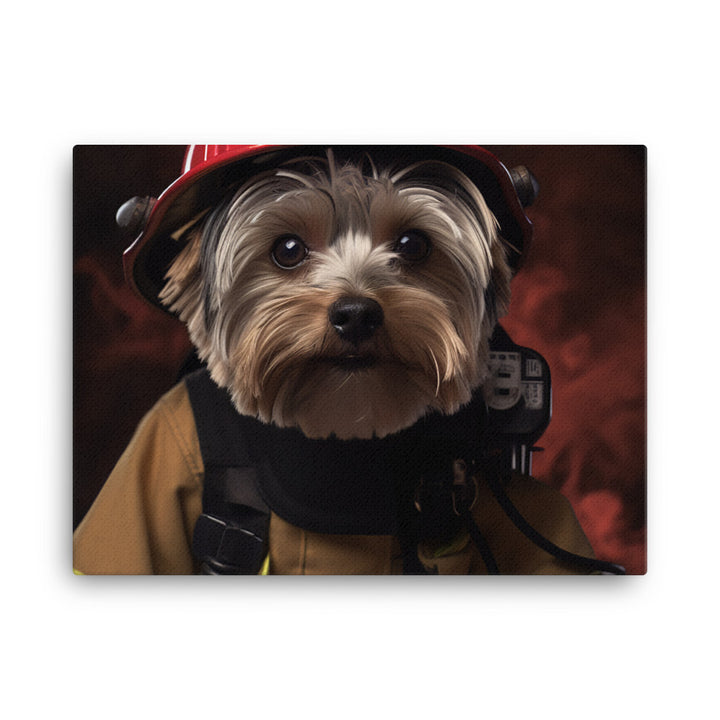 Yorkshire Terrier Firefighter Canvas - PosterfyAI.com