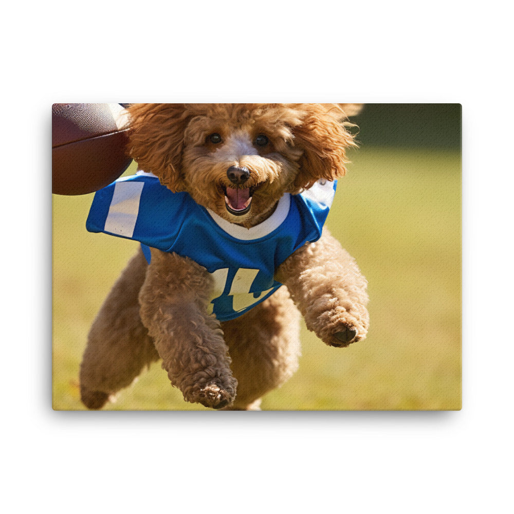 Poodle Football Player Canvas - PosterfyAI.com