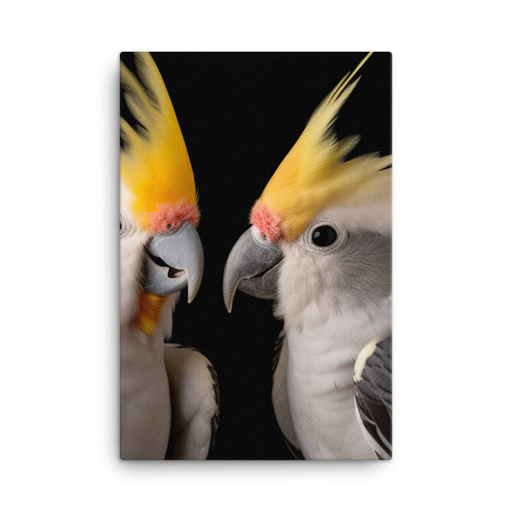 Graceful Cockatiels Canvas - PosterfyAI.com