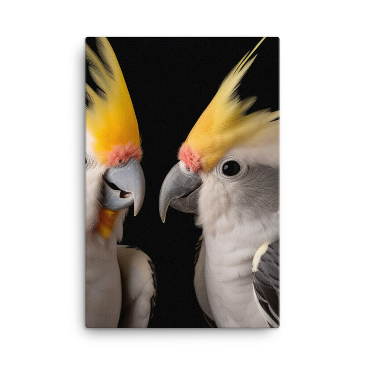 Graceful Cockatiels Canvas - PosterfyAI.com