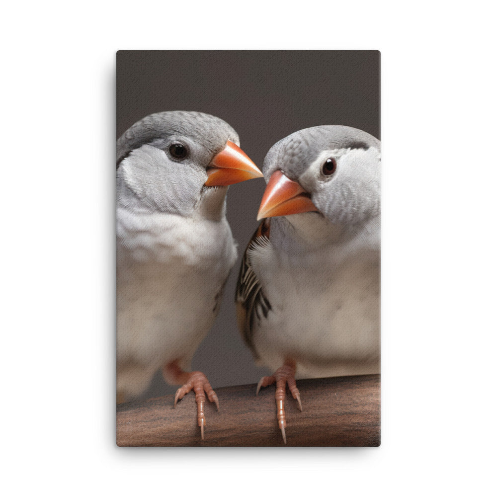 Close-up of Zebra Finches Canvas - PosterfyAI.com