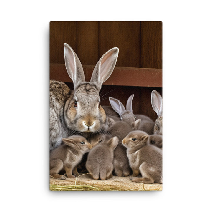 Flemish Giant Rabbit Family Time Canvas - PosterfyAI.com