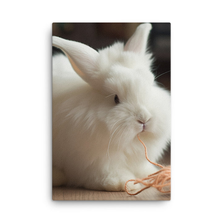Angora Rabbit Playtime Canvas - PosterfyAI.com