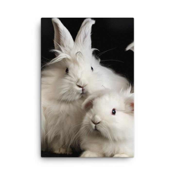 Angora Rabbit Family Canvas - PosterfyAI.com