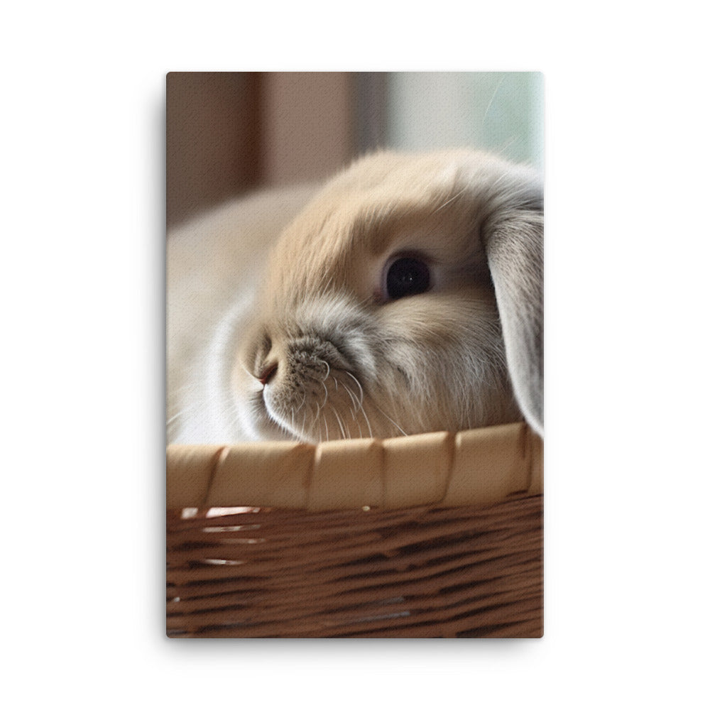 American Fuzzy Lop in a Basket Canvas - PosterfyAI.com
