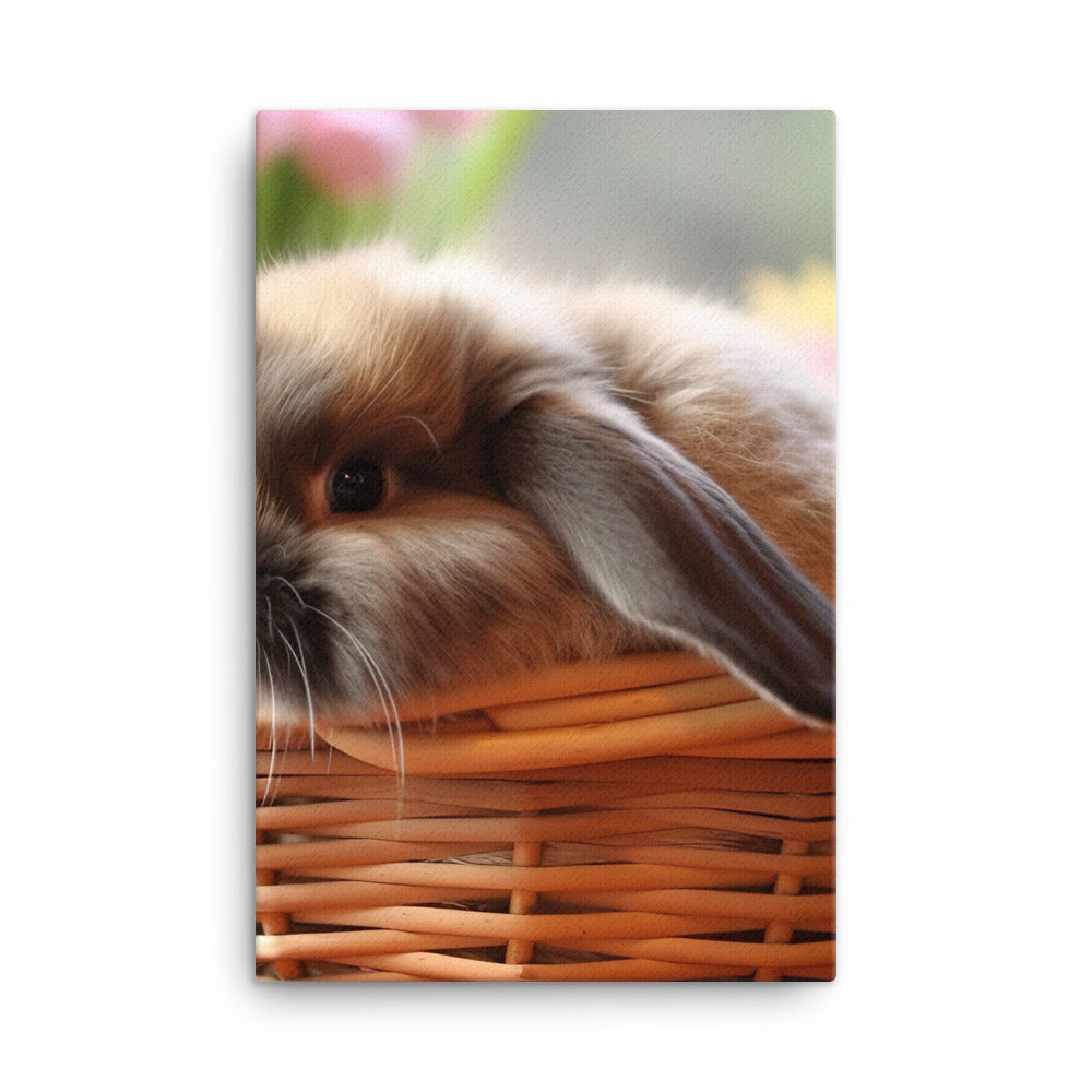 American Fuzzy Lop in a Basket Canvas - PosterfyAI.com