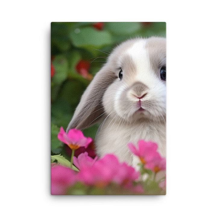 Adorable Mini Lop Bunny in a Garden Canvas - PosterfyAI.com