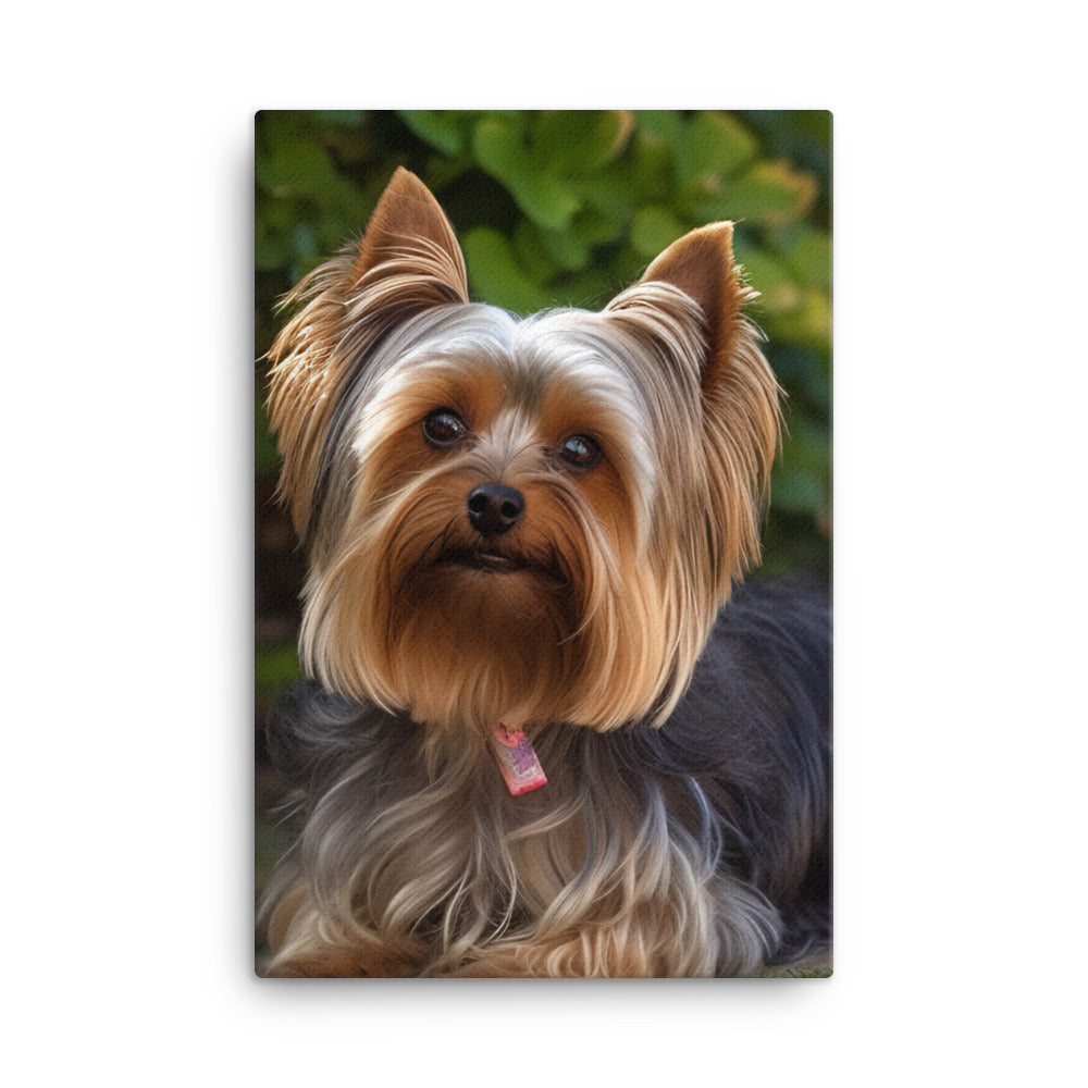 Yorkshire Terrier in the Garden Canvas - PosterfyAI.com