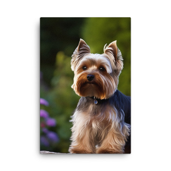 Yorkshire Terrier in the Garden Canvas - PosterfyAI.com