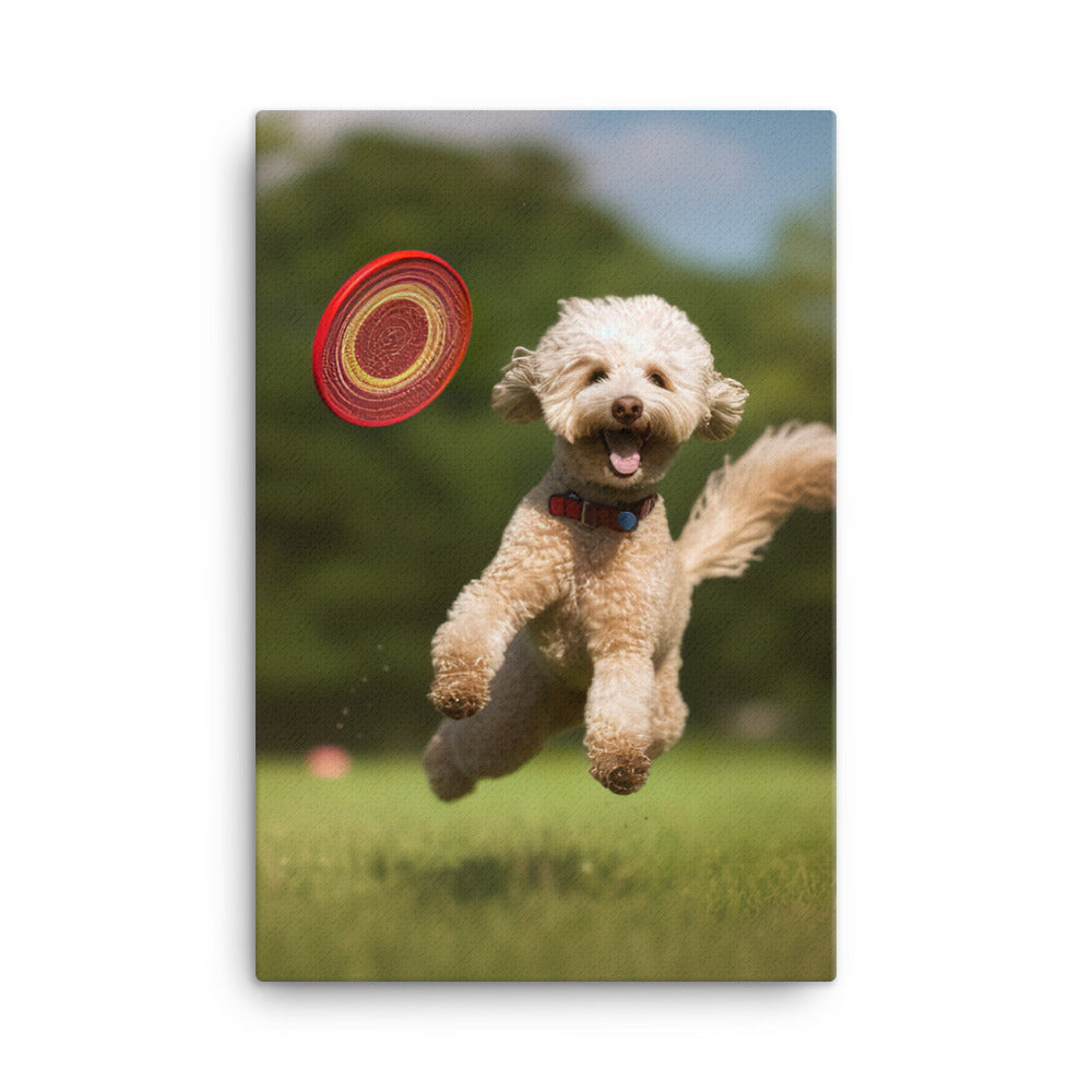 The Playful Poodle in Action Canvas - PosterfyAI.com