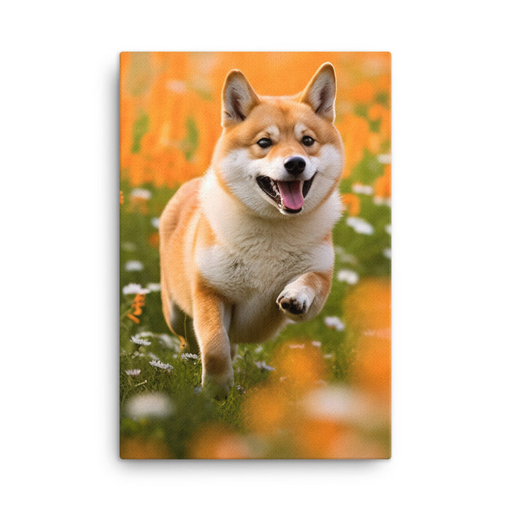 Shiba Inu Running Canvas - PosterfyAI.com