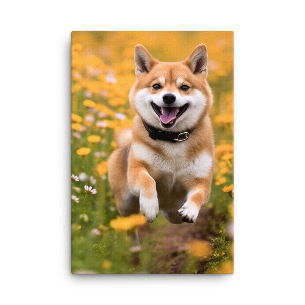 Shiba Inu Running Canvas - PosterfyAI.com