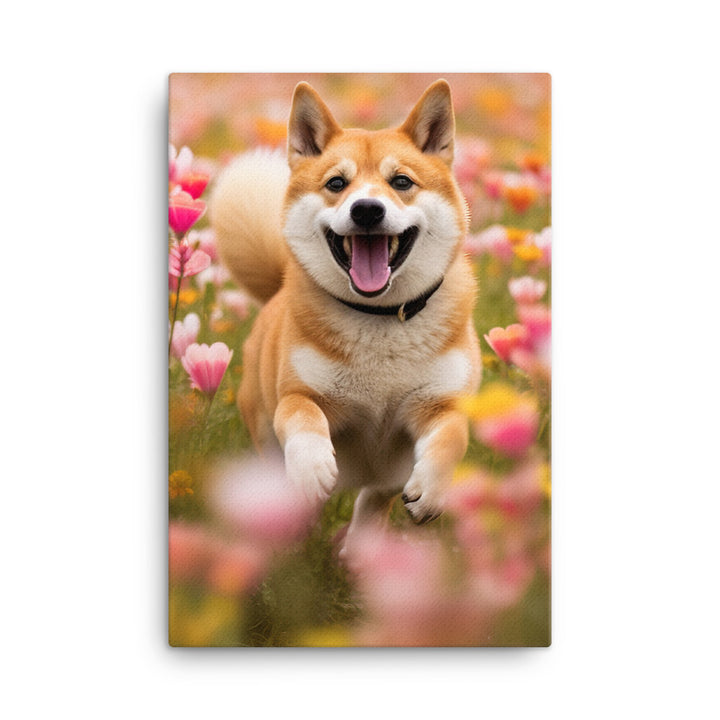 Shiba Inu Running Canvas - PosterfyAI.com