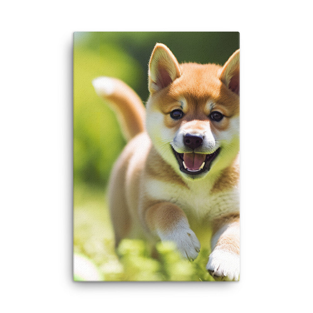 Shiba Inu Pup Playing Canvas - PosterfyAI.com