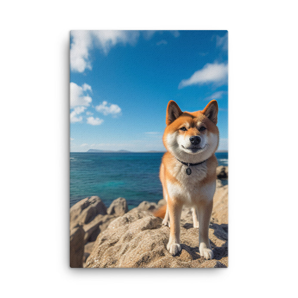 Shiba Inu Gazing Out Canvas - PosterfyAI.com